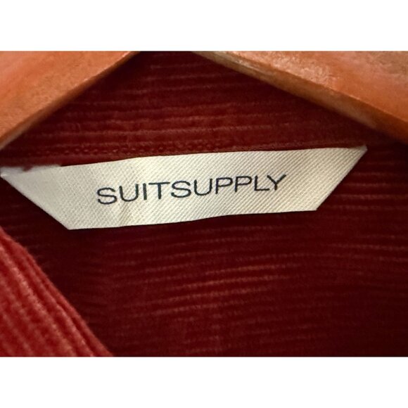 Suitsupply Shirt Mens Size Small Burgundy Corduroy Egyptian Cotton Slim Fit - Picture 4 of 9